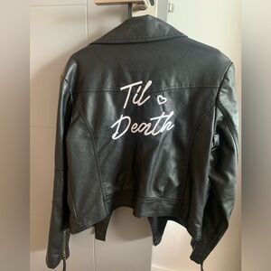 Leather jacket from David’s Bridal.